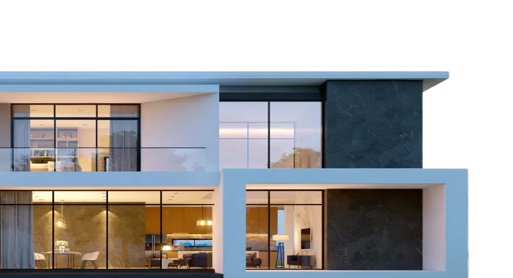 Contemporary home with large windows